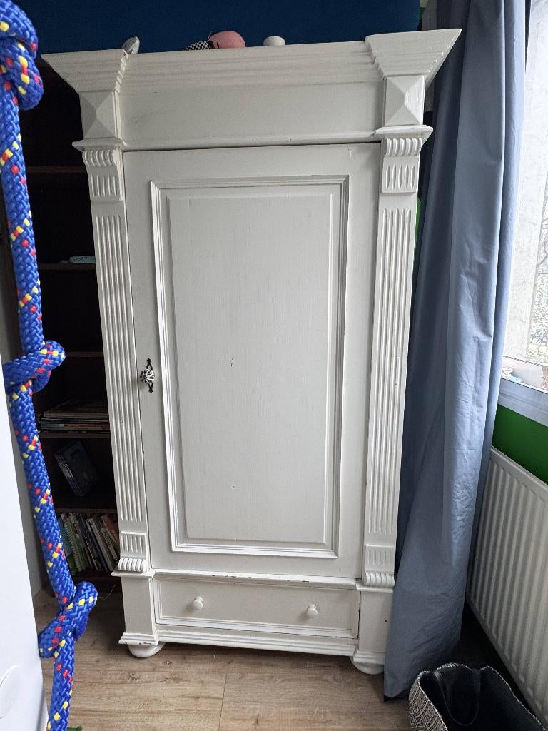 Massief witte houten (kinder)kast, Huis en Inrichting, Kasten | Ladekasten, Ophalen, 1 of 2 laden, 50 tot 100 cm, Zo goed als nieuw