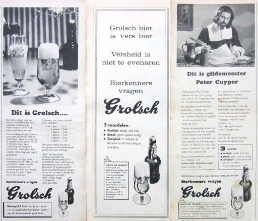 16 vintage advertenties reclames Grolsch bier 1956-58, Ophalen of Verzenden, Gebruikt, Reclamebord, Plaat of Schild, Grolsch