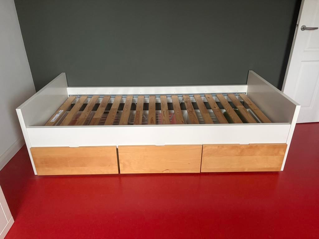 Ikea bed met 3 lades 90 x 200, Ophalen, Gebruikt, 90 cm, Eenpersoons