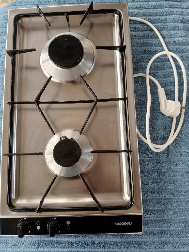 Gaggenau 2pits gaskookplaat, domino, gasfornuis, Gebruikt, 3 kookzones of minder, Ophalen of Verzenden, Inbouw
