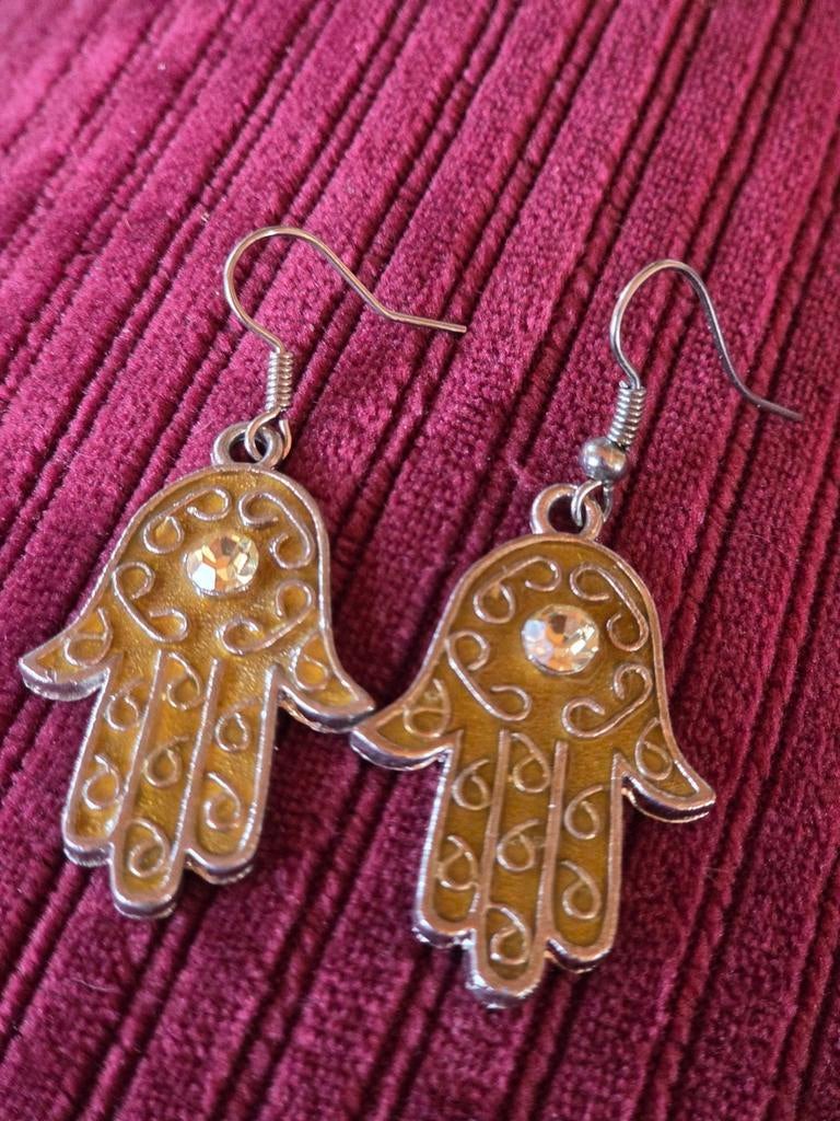 Oorbellen Hand van Fatima met strass !, Sieraden, Tassen en Uiterlijk, Oorbellen, Zo goed als nieuw, Overige materialen, Ophalen of Verzenden