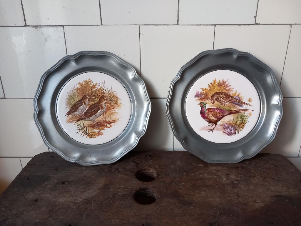 prachtige wandborden, sierbord tin porselein vogels Engeland, Ophalen of Verzenden