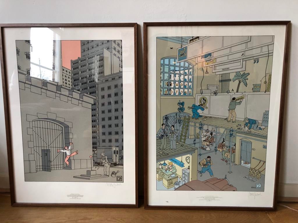 Joost Swarte zeefdruk 2x origineel ingelijst, Antiek en Kunst, Kunst | Litho's en Zeefdrukken, Ophalen of Verzenden