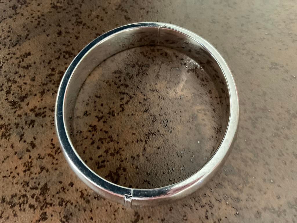 Brede Zilveren Slavenarmband - Ovaal (23g), Sieraden, Tassen en Uiterlijk, Armbanden, Ophalen of Verzenden, Gebruikt, Zilver