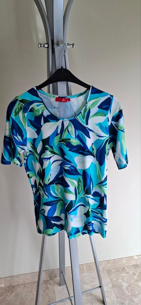 Vrolijk T-shirt Lea H in blauw en groen tinte8n - Maat L, Kleding | Dames, Blauw, Ophalen of Verzenden, Zo goed als nieuw, Korte mouw