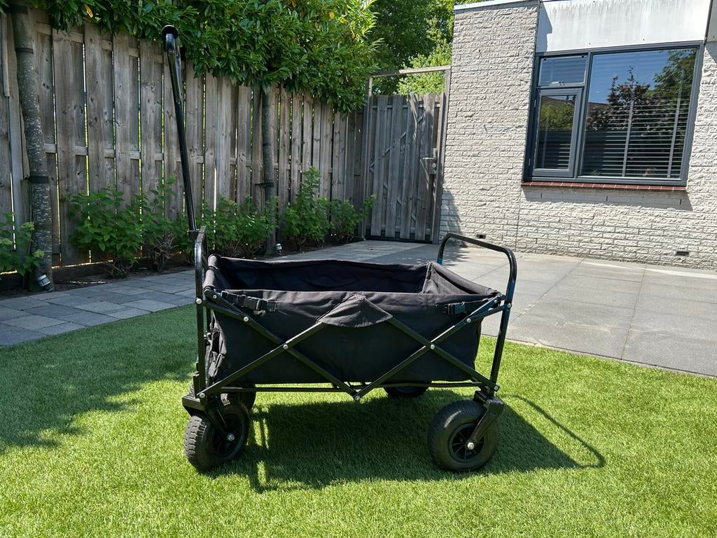 Stevige Inklapbare Bolderwagen Zwart met Luchtbanden, Ophalen, Opvouwbaar, Gebruikt