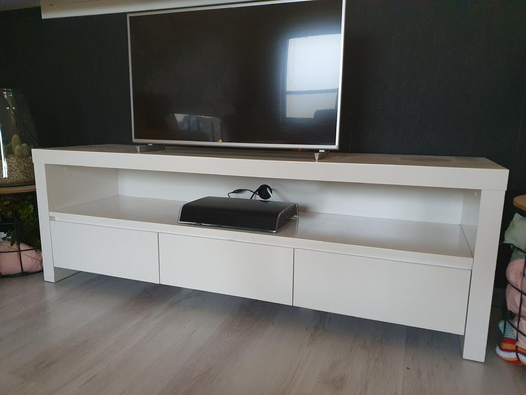 Tv meubel wit hoogglans met lades, Ophalen, Wit hoogglans, 150 tot 200 cm, Zo goed als nieuw