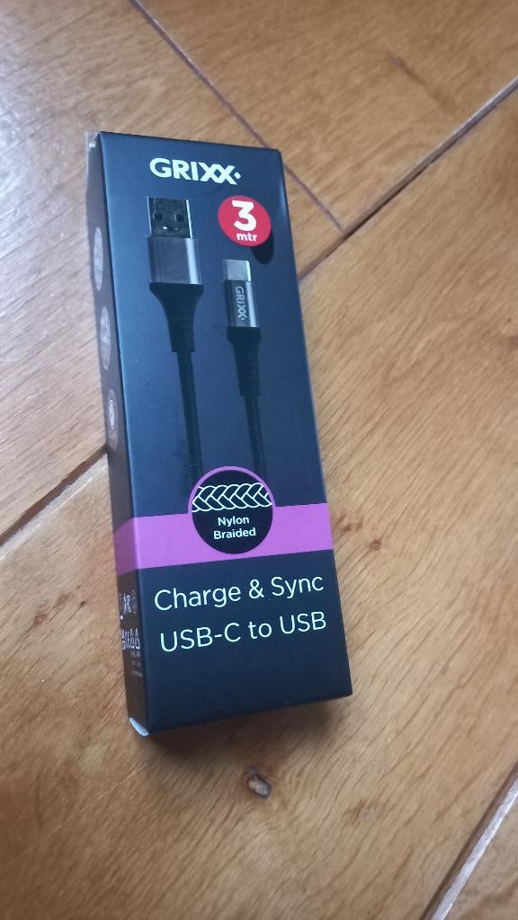 Grixx USB-C naar USB kabel 3m - nieuw, Ophalen of Verzenden, Nieuw, Samsung