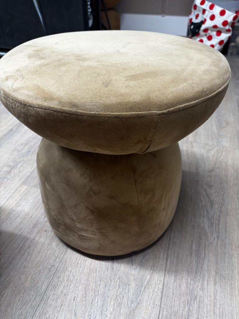 Poef beige merk Woood, Ophalen, Minder dan 50 cm, Rond, Minder dan 50 cm