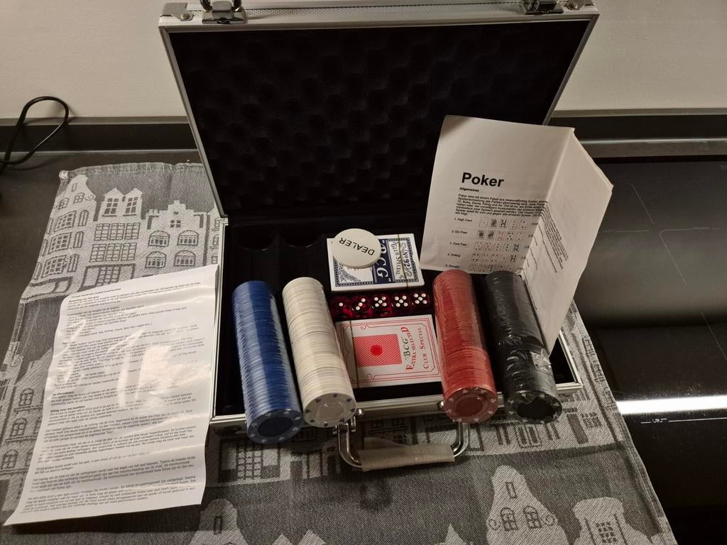 Nieuw Pokerset in Aluminium Koffer - Chips & Kaarten Verpakt, Vijf spelers of meer, Ophalen of Verzenden, Nieuw