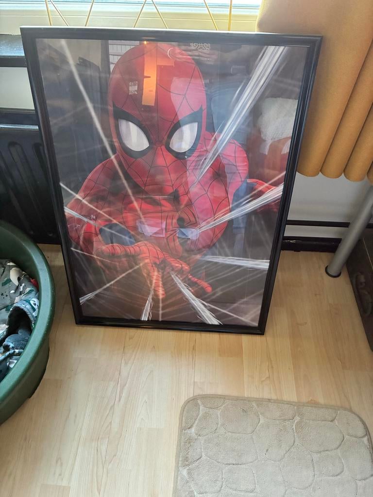Spiderman poster in lijst, Ophalen, Gebruikt, Foto of Poster, 75 cm of meer