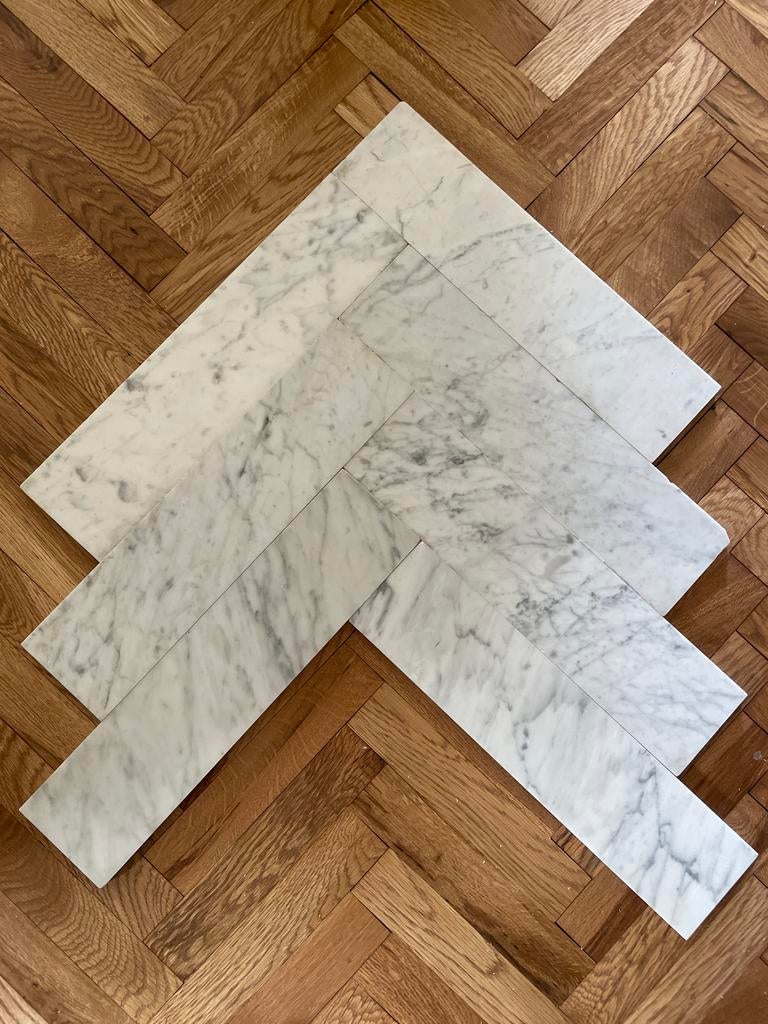 Ca. 7m² Marmer Visgraat Vloertegels, Doe-het-zelf en Verbouw, Tegels, Gebruikt, 20 tot 40 cm, Vloertegels, Marmer