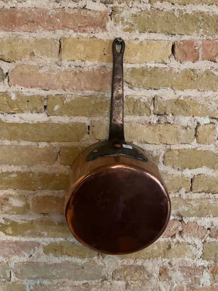 Franse koperen pan diameter 20,5 cm, Antiek en Kunst, Antiek | Koper en Brons, Ophalen of Verzenden