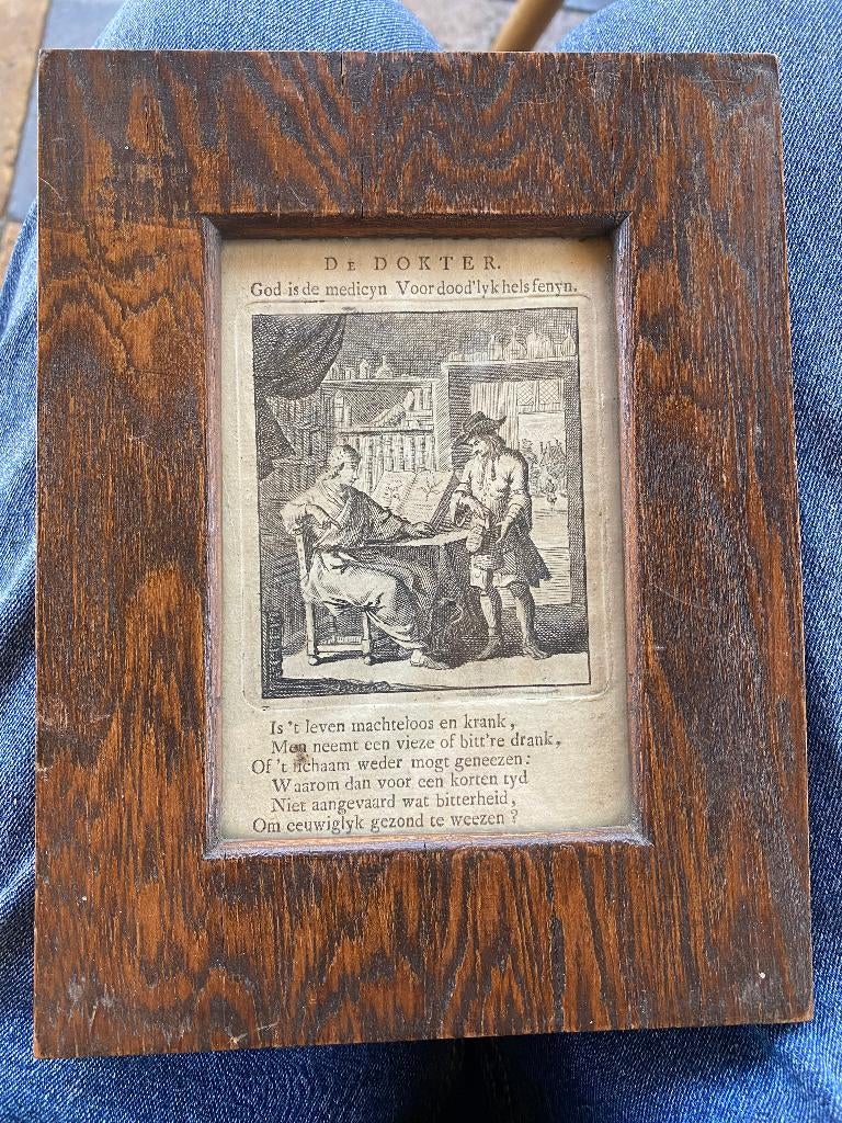 gravure, ets, de dokter, rond 1700 jan luyken, Ophalen of Verzenden, Dagelijks leven, Ets, 1700 - 1799