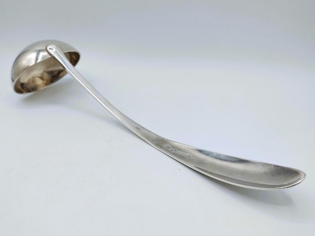 Zilveren soeplepel met parelrand, M. Logerath, Amsterdam, Verzenden, Zilver