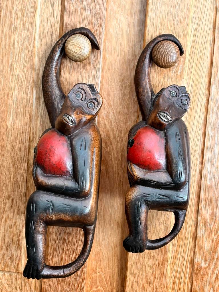 Vintage houten aap - apen, Houtsnijwerk, Art deco, Ophalen of Verzenden, Handgemaakt