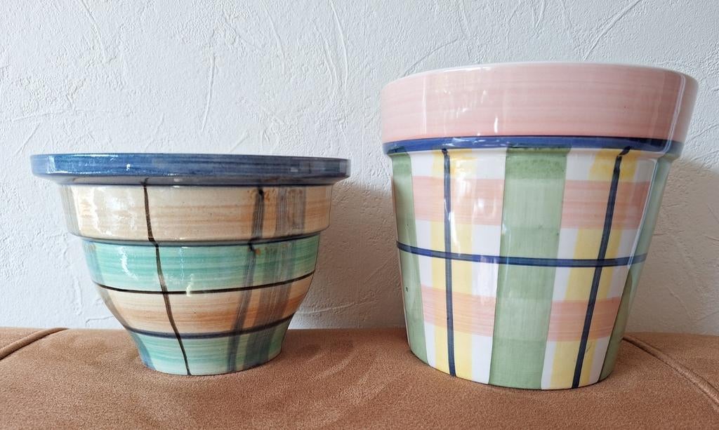 Vintage bloempotten, Rond, Ophalen of Verzenden, Aardewerk, Minder dan 40 cm