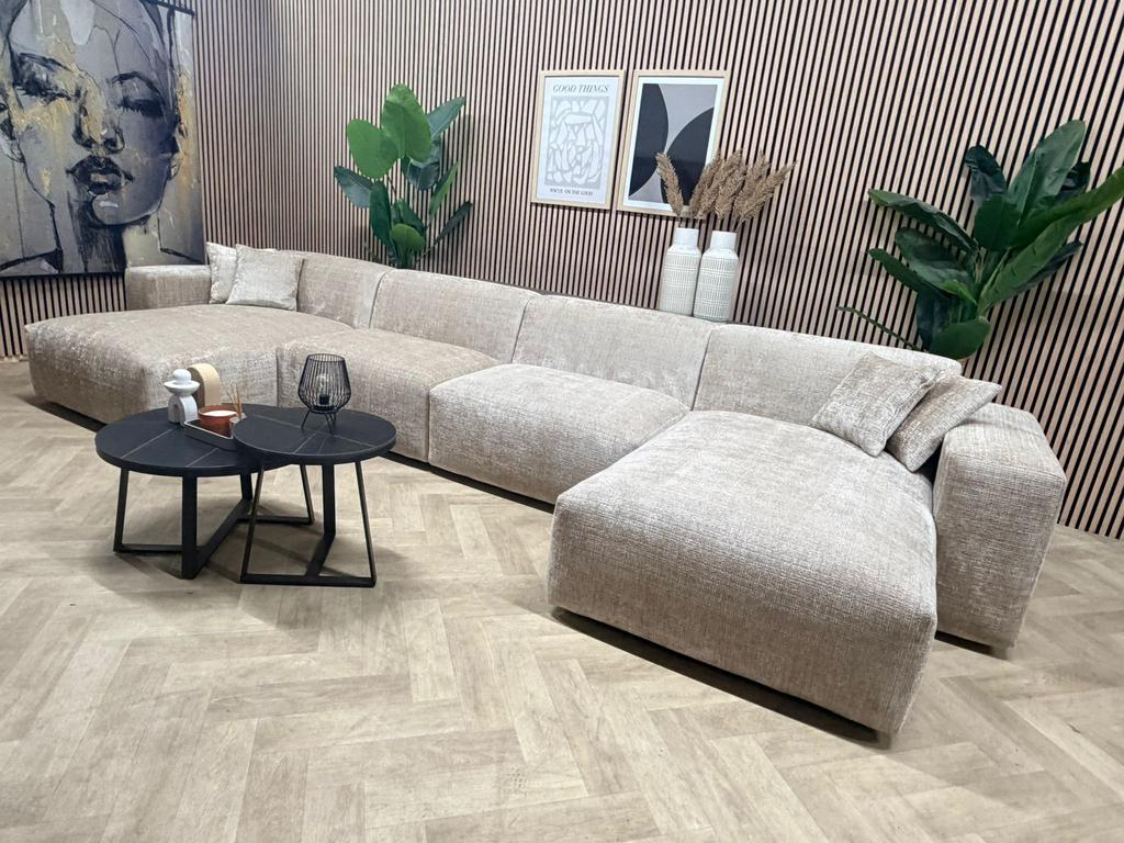 NIEUW | XXL Luxe Japandi/Hotel Chique U-Bank - Beige - 464cm, Japandi Hotel Chique Elementen U Bank Modulair, -, -, Hoekbank