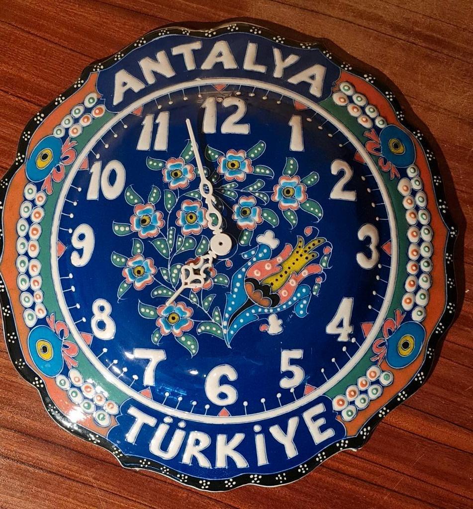 Authentieke Turkse Keramische Wandklok, Antiek en Kunst, Antiek | Klokken, Ophalen of Verzenden