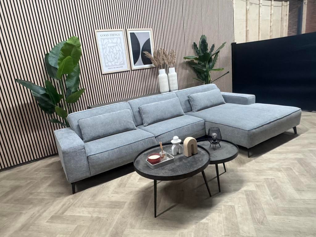 ZGAN JaxxChoice Trendy Hoekbank Mikk - Grijs - 330 x 175, -, -, Hoekbank, 300 cm of meer