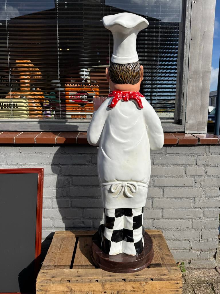 Grote Chef-kok Beeld met Krijtbord - Decoratie Horeca, Verzamelen, Beelden en Beeldjes, Ophalen, Nieuw, Mens