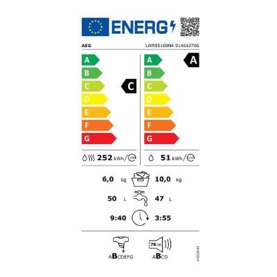 AEG was-droogcombinatie LWR9516BN4 - NL/FR, AEG, 10 kg of meer, Postbus 1038 5602 BB Eindhoven, Refurbished