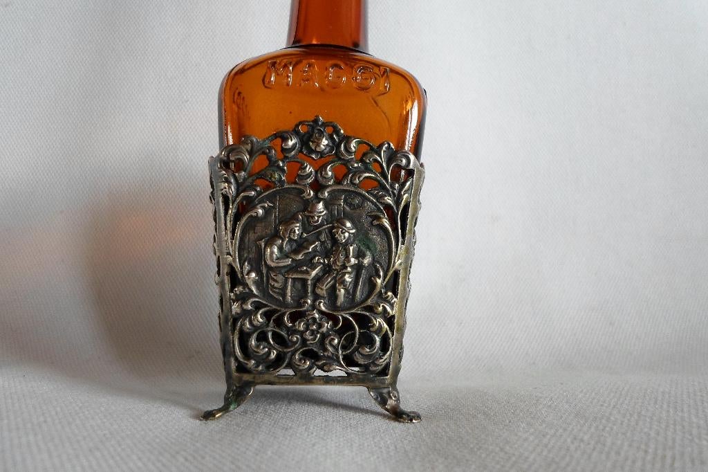 Maggi Fles Met Zilveren Houder, Antiek en Kunst, Antiek | Goud en Zilver, Zilver, Ophalen of Verzenden