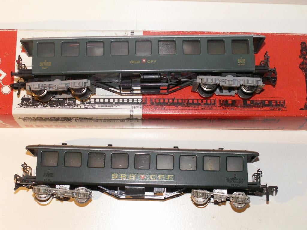 Fleischmann 2x Zwitserse Seetalbahn rijtuigen, Hobby en Vrije tijd, Gebruikt, Gelijkstroom, Fleischmann, Wagon
