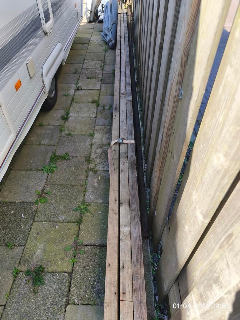 Gordingen balken hout 12 stuks bieden, Doe-het-zelf en Verbouw, Hout en Planken, Ophalen of Verzenden, Vuren, 50 mm of meer, Balk