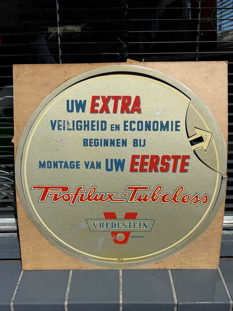 Vintage Vredestein ProfiLux Tubeless Reclamebord, Ophalen, Reclamebord, Gebruikt, .