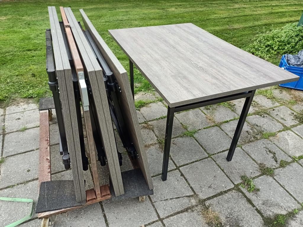 6 inklapbare tafels 90/120 met verrijdbare kar, Ophalen