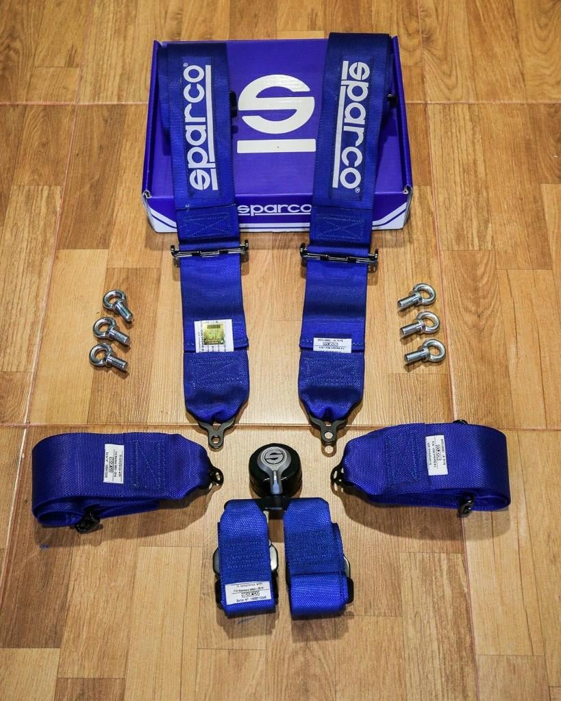 Sparco 6-punts gordel H-3 FIA - Blauw zwart rood, Auto diversen, Ophalen of Verzenden