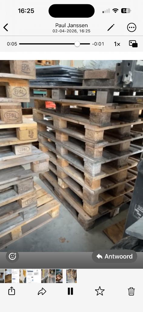 Euro pallet, Doe-het-zelf en Verbouw, Hout en Planken, Ophalen, Gebruikt, 50 mm of meer, Minder dan 200 cm