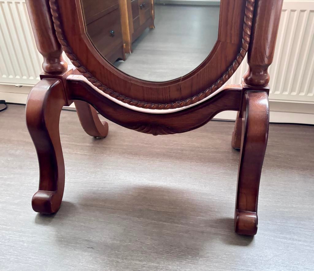 Houten passpiegel, Ophalen, Gebruikt, 50 tot 75 cm, 150 tot 200 cm