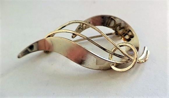 Andreas Daub mooie vintage zilveren broche DMB (7733), Ophalen, Zo goed als nieuw, Zilver, Zilver