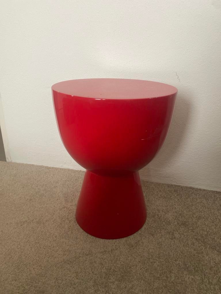 Polls Potten fel rood gebruikt krukje/bijzettafeltje, Ophalen, Gebruikt, Overige materialen