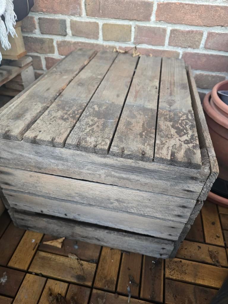 Vintage Houten Kist/Tafel voor Balkon/Tuin - 50x40x30 cm, Huis en Inrichting, Tafels | Bijzettafels, Ophalen, Minder dan 45 cm