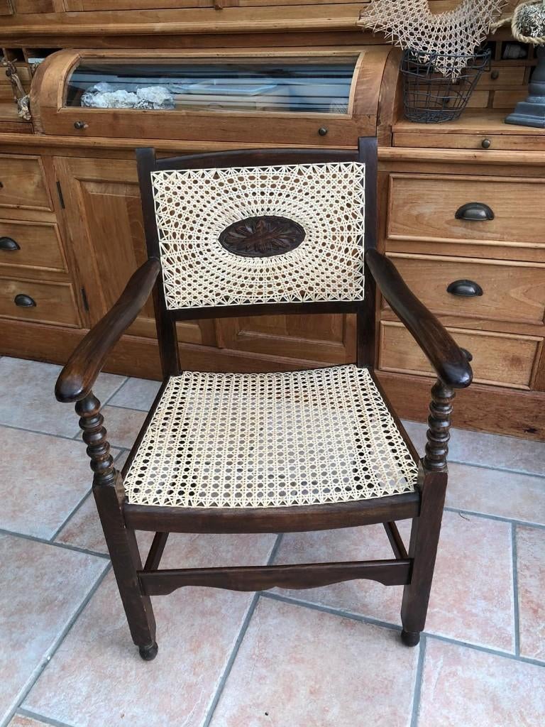 Antieke stoel met speciale webbing, Ophalen of Verzenden