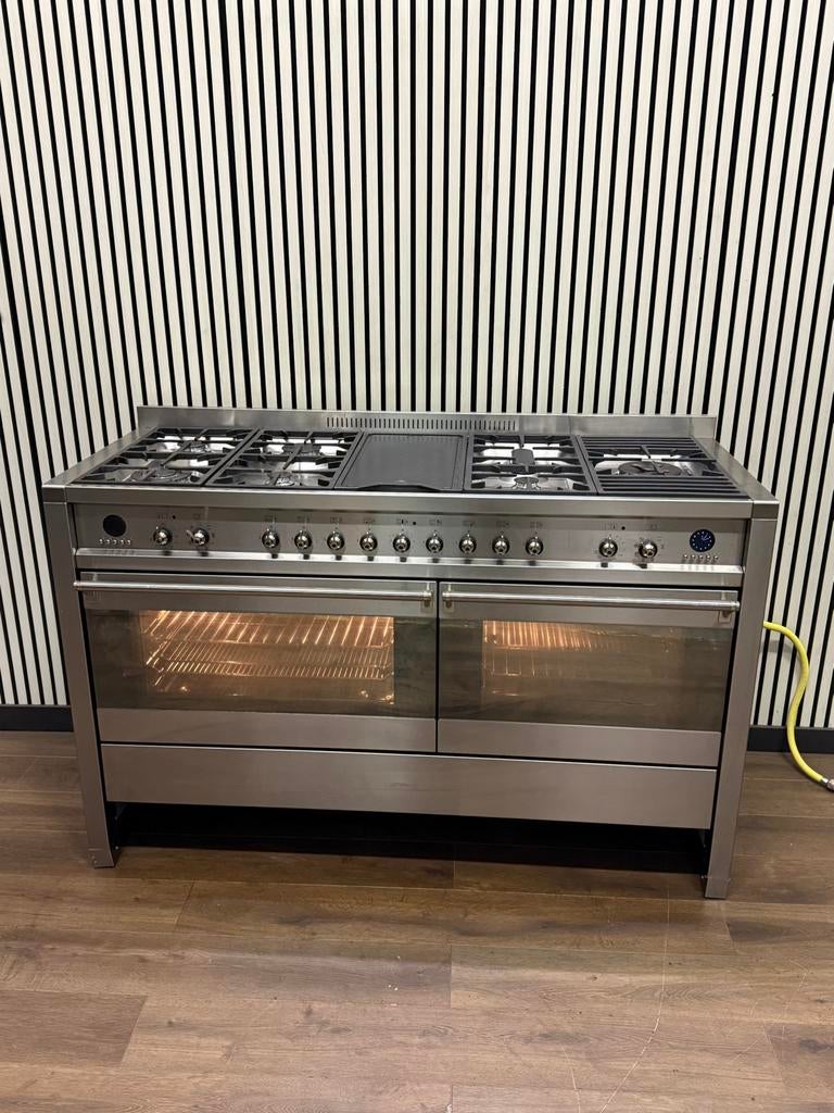 Luxe Smeg Fornuis RVS 6 pits + Grill 2 ovens 150 cm, Witgoed en Apparatuur, Fornuizen, Zo goed als nieuw, Vrijstaand, Gas, 5 kookzones of meer