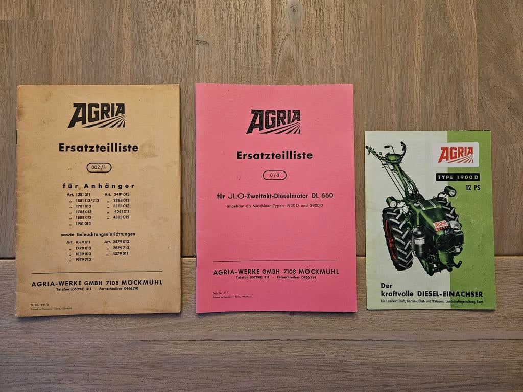 Agria grondfrees onderdelenboekjes - Diverse Modellen, Ophalen of Verzenden