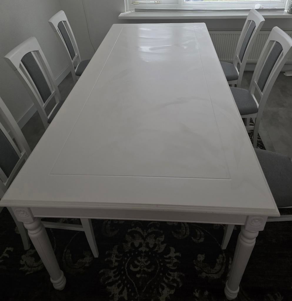 Mooie massief houten eettafel - 100x220 cm, Huis en Inrichting, Tafels | Eettafels, Teakhout, Gebruikt, 100 tot 150 cm, 200 cm of meer