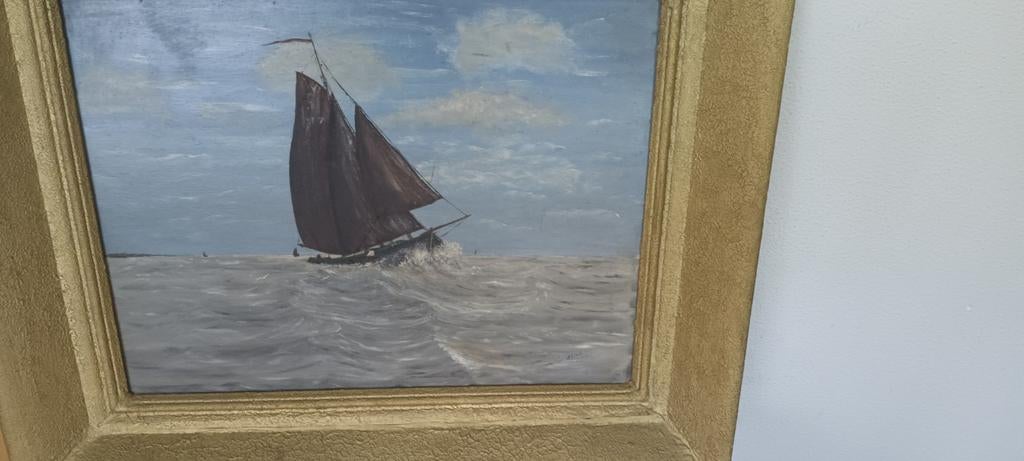 Schilderij Botter op Zuiderzee., Ophalen