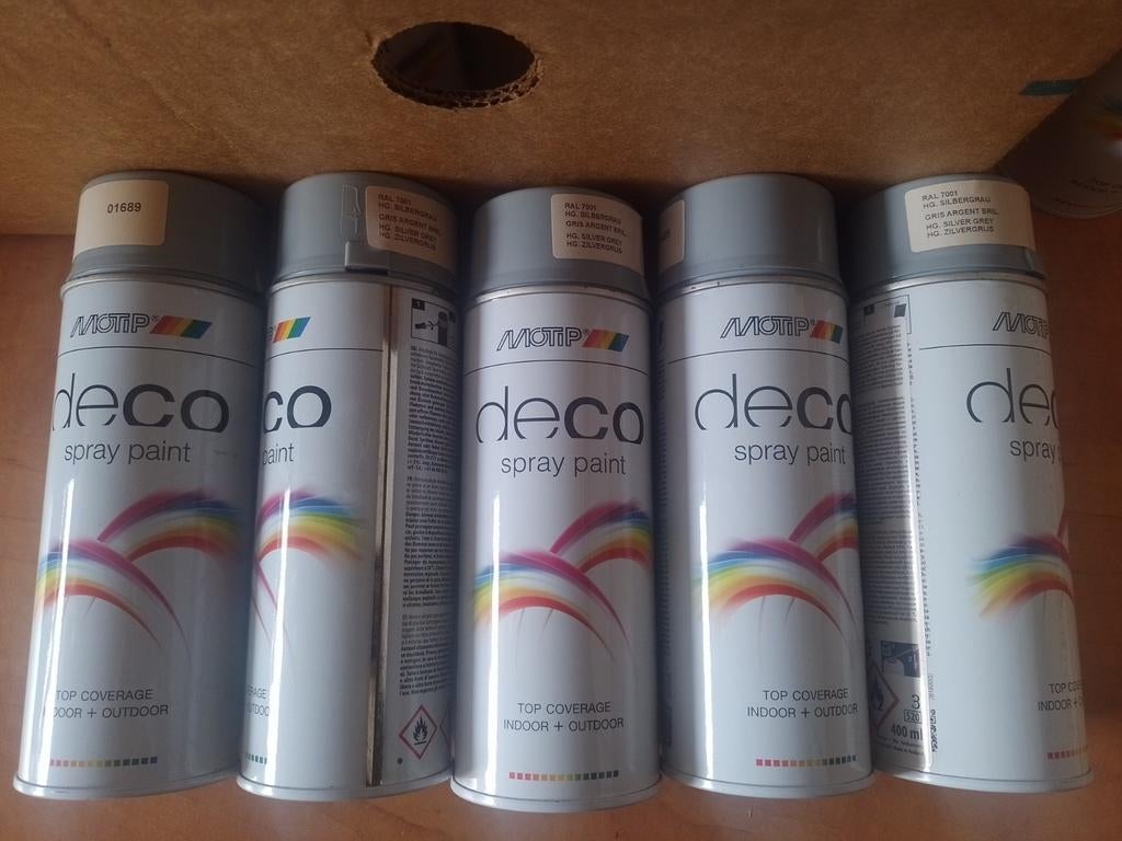 Zilvergrijs hoogglans RAL 7001, Motip spuitbus 400 ml., Ophalen of Verzenden