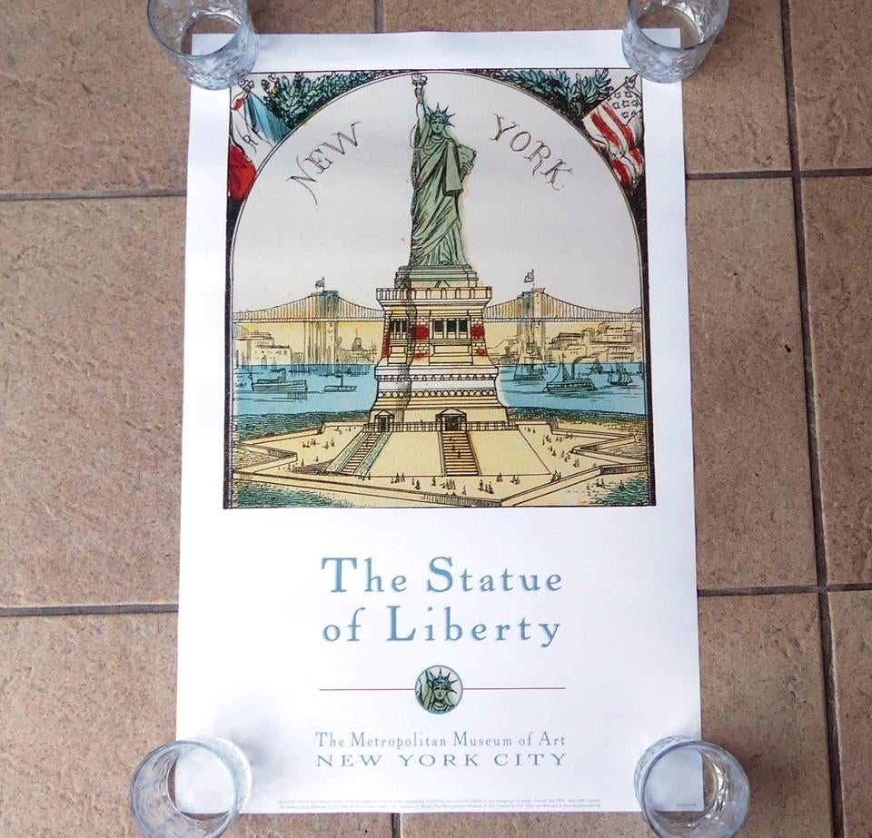 Vintage poster New York Statue of Liberty vrijheidsbeeld, Rechthoekig Staand, Ophalen of Verzenden, Zo goed als nieuw, A1 t/m A3