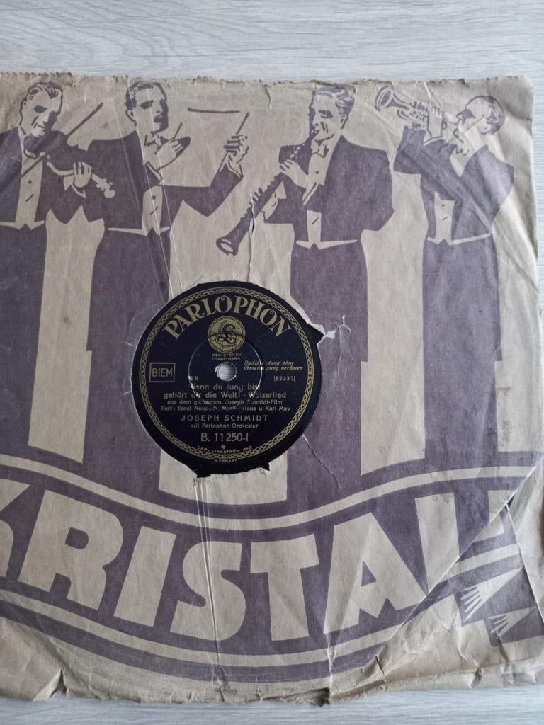 Oude Parlophon Plaat 78 toeren - Joseph Schmidt, Ophalen of Verzenden, Classicisme, Gebruikt, Overige formaten