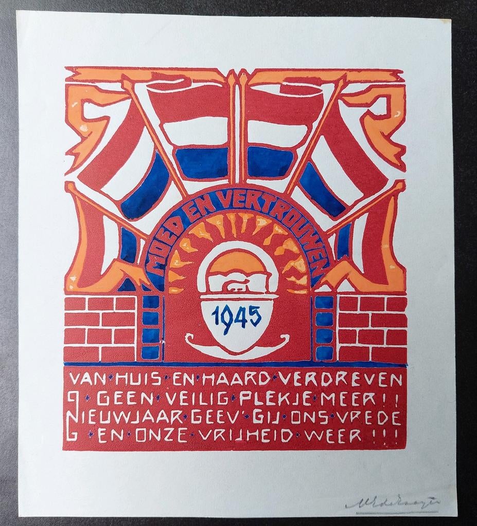 Verzet WOII kunst zeefdruk poëzie gesigneerd onderduikers, Ophalen of Verzenden, Overige soorten, Nederland, Kunstobject