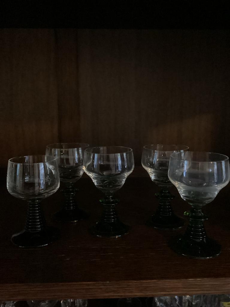 Set van 5 Duitse wijnglaasjes/advocaat/port, Antiek en Kunst, Ophalen