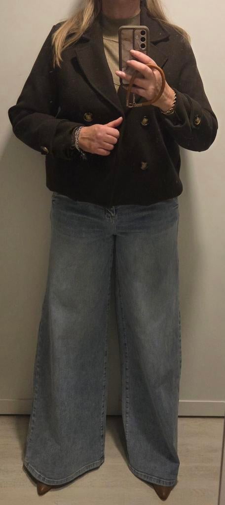 Korte bruine caban in maat L valt als 40, Bruin, Ophalen of Verzenden, Zo goed als nieuw, Savinni