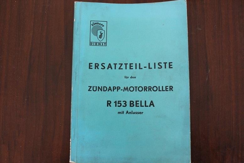 Zündapp Bella R153 1956 Roller ersatzteil liste scooter, Ophalen of Verzenden, Overige merken