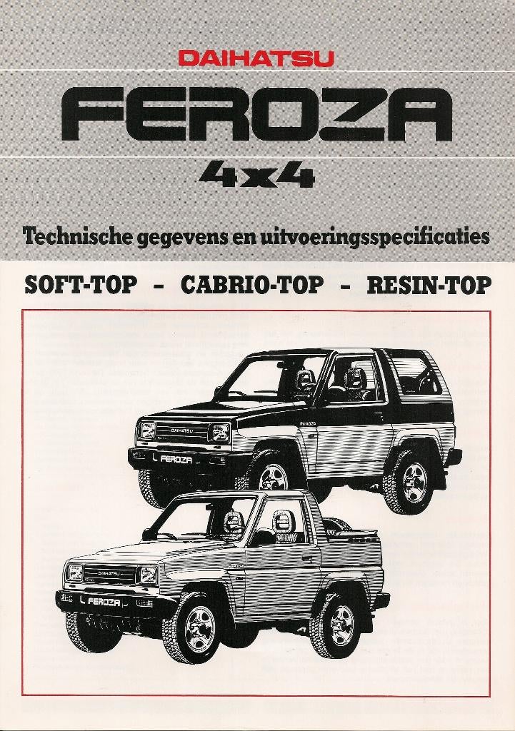 Technische gegevens Daihatsu Feroza, augustus 1989, Ophalen of Verzenden, Nieuw, Overige merken